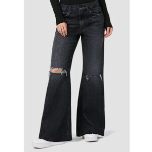 NWT Hudson Josie High Rise Flare Jeans in Faded Noir Black Size 32 Italian Denim